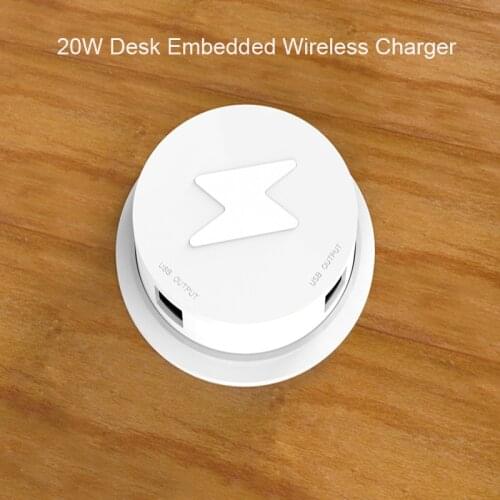20W Qi Fast Wireless Charger Built in Desktop Embedded Wireless Phone Charger For iPhone Samsung Huawei Bedside table Furniture