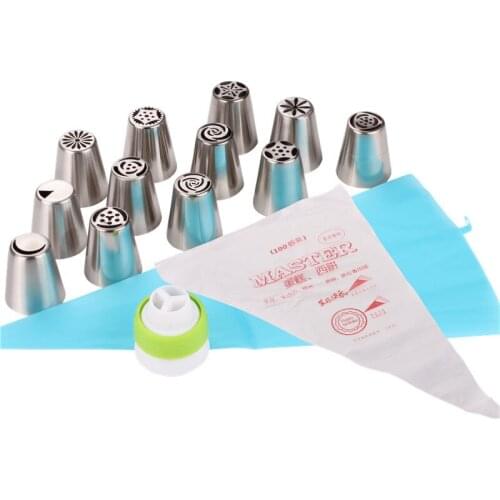 27pc/Set Russian Icing Piping Nozzles Stainless Steel Flower Cream Pastry Tips Nozzles Bag Cupcake Cake Decorating Tools