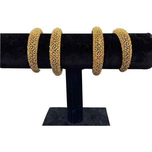 4pcs Copper Arabic & Indian Dubai Bracelets Bangles for ladies with Charm Ethiopian African Gold Bracelets&Bangles Bridal