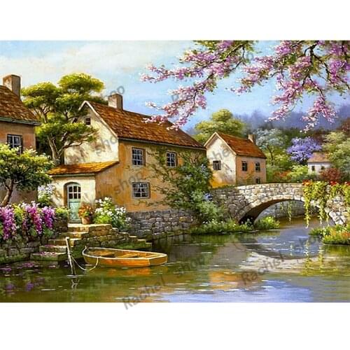 Diamond Embroidery Diy Diamond Painting Cross Stitch Kits Diamond Mosaic Stone bridge Full Square Diamond Embroidery CS257