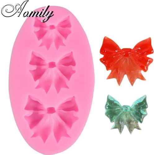 Aomily 3D Bow Cartoon DIY Silicone Mould Fondant Kitchen Cake Decorating Mold for Chocolate Baking Gadgets Dessert Decor Tool