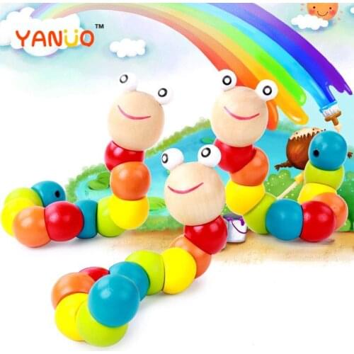 Large Variety Twisting Worm Animal Joint Doll Wooden Caterpillar Gift Toys for Children