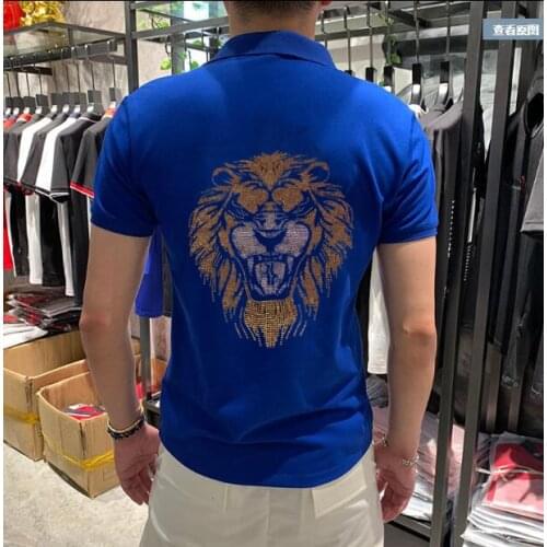 Ganbu Brand Short Sleeve Fashion Casual Slim Diamond stone top quality Men Polos asian size M-4XL COTTON POLO shirts