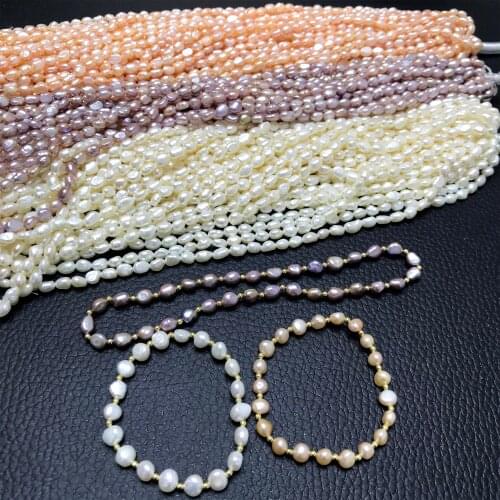Fine 100% Natural Freshwater Pearl Irregular Rice Shape Beads For Jewelry Making DIY Bracelet Necklace 2-10mm Strand 14
