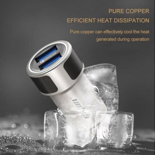 Boutique Pure Copper QC3.0 Car Charger Car Cigarette Lighter USB Double Port 5.8A Quick Charging Car Accessories Car parts New