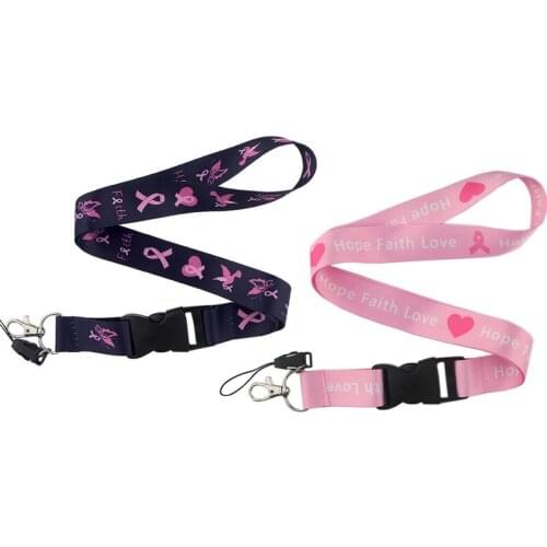 CA88 Anti-breast Cancer Neck Strap Lanyard for key ID Card Phone Straps USB Badge holder Hang Rope Lariat Lanyards 1pcs