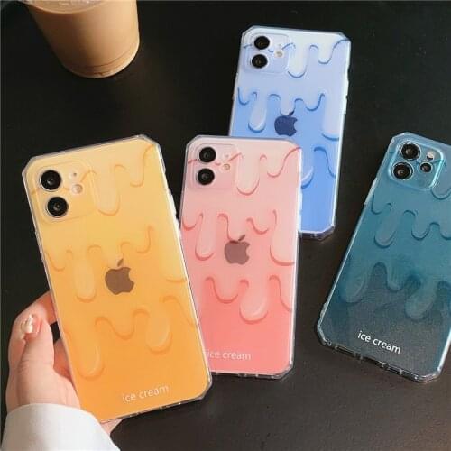 Cute Phone Cover Case For iPhone 12 11 Pro Max XS Max XR X 7 8 Plus SE20 Colorful Transparent Camera Protection Soft TPU Cases