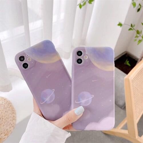 Ins Purple planet starry sky Phone Case For iPhone 11 Pro Max 7 8 Plus SE cases For iPhone XR XS Max X Silicone soft back Cover