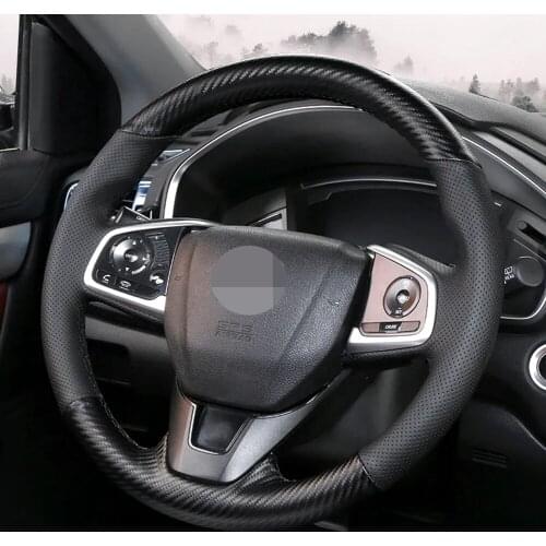 Car Steering Wheel Cover For Honda Civic 10 2016-2021 CR-V CRV 2017-2021 Clarity 2018-2021 Non-Slip Black Genuine Leather Suede