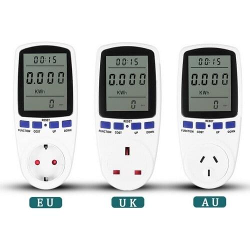 EU/UK/AU Plug Digital Voltage Wattmeter Power Meter Consumption Watt Energy KWh Socket 220V AC Electricity Fees Analyzer Monitor