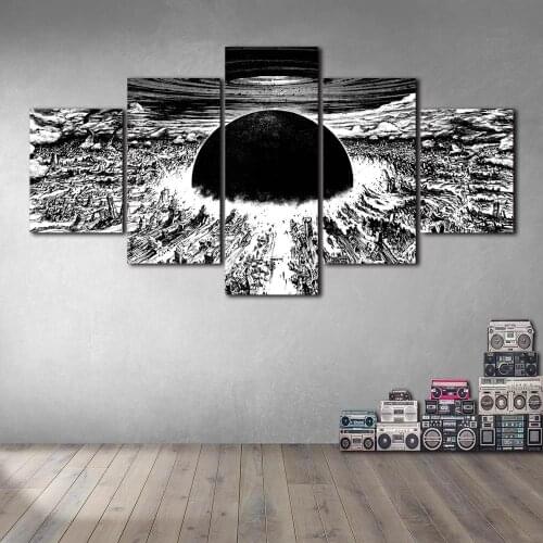 Living Room Home Decoration Wall 5 Pcs Gray Black Abstract Artwork Modern HD Prints Poster Modular No Framework Canvas Painting