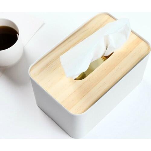 Wooden Tissue Box Home Tissue Container Towel Napkin Tissue Holder Case for Office Home Decoration