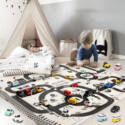 Plastic Road Carpet for Kids Play Mat Children Thin Traffic Map Boy Girl Toy Mats Cartoon City Rug Baby Playing Educational Map