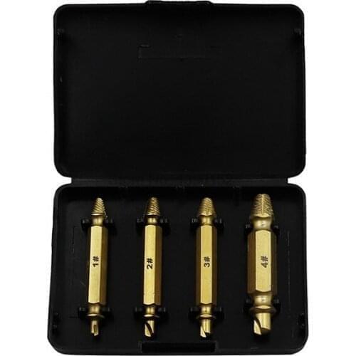 DHL 100set practical 4pcs/set Titanium Broken Bolt Damage Screw Remover Extractor Drill Bits Easy Out Stud Reverse