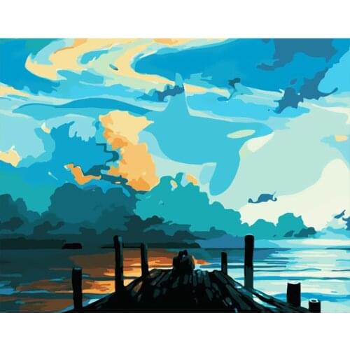 DIY Oil Paint Paintings Landscape Castle Frame DIY Painting By Numbers Landscape Acrylic Paint Wall Art Picture Living Room