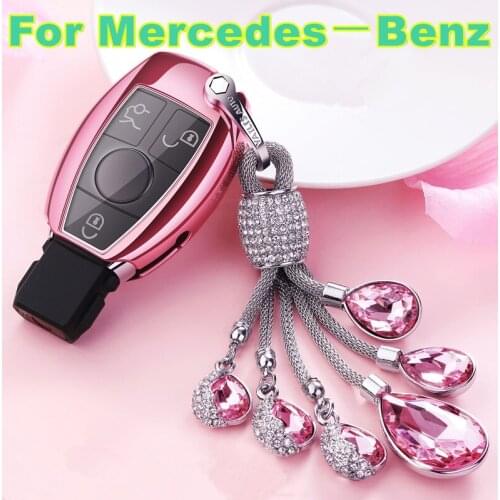 For Mercedes Benz CLA200 C200 GLC260 C180 GLA200 Car key set key chain female colorful key shell gift car decoration accessories