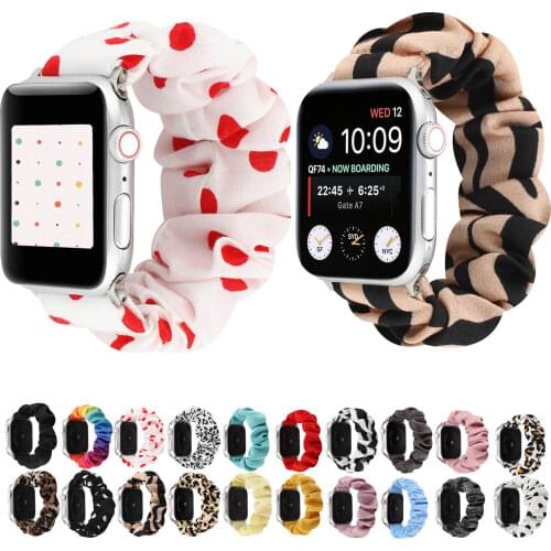 Scrunchie Elastic Watchband For Apple Watch Band Series 5 4 3 2 1 Strap iWatch 38mm 40mm 42mm 44mm Printed Fabric Bracelet