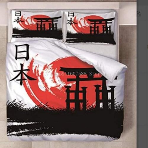 2/3 Pieces Japan National Bedding Set Modern Home Duvet Cover Red Black Background Bed Quilt Cover For Kids Adults Bedspread