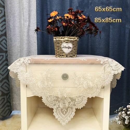 Square European Mesh Embroidery Water Soluble Lace Table Cloth Kitchen Dust Cover Pad Hotel Coffee Christmas Wedding Decoration