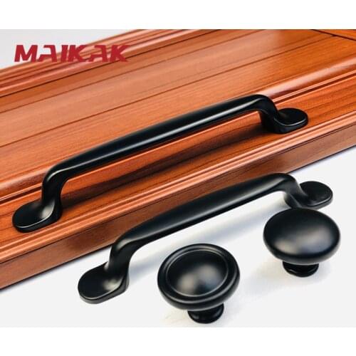 MAIKAK Black Cabinet Handles American Style Kitchen Cupboard Door Pulls Drawer Knobs Fashion Furniture Handle Hardware