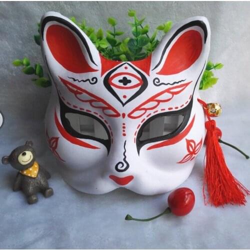Fox hand painted mask animal cat perform coplay mask masquerade party halloween bar prop