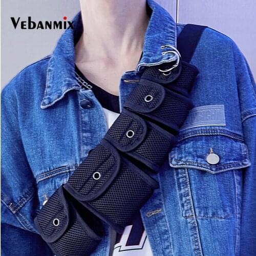 Fashion Streetwear Hip Hop Chest Bag for Women Men Crossbody Bags Cool Multi Packs Men Fanny Waist Packs Function Small Bum Bag