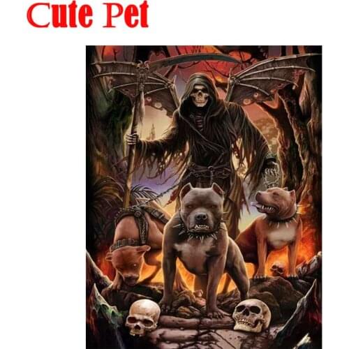 Brand new diamond painting reaper Azrael and dog DIY embroidery cross stitch picture art for home wall decoration diamond mosai