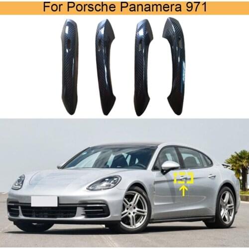 Car Door Handle Covers Trims For Porsche Panamera 971 2017 2018 2019 Side Door Trims Covers Real Carbon Fiber