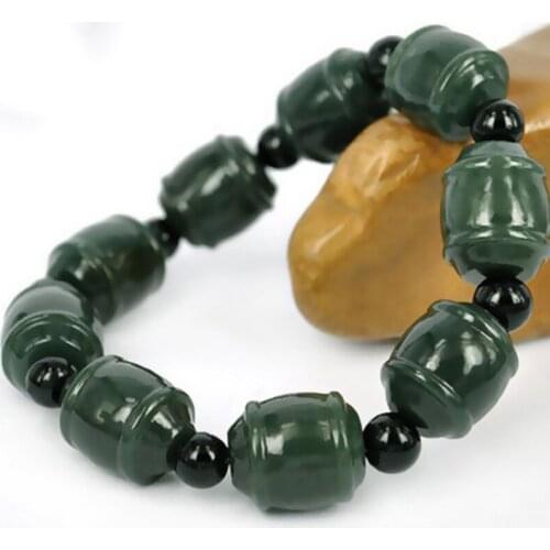 Natural Hetian Jade Luck Bracelet Beads Charm Jewellery Fashion Accessories Hand-Carved Man Woman Amulet Gifts for Her