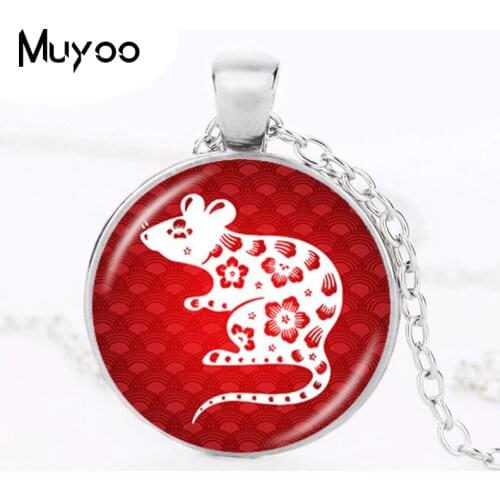 Chinese Zodiac Necklace Year of the Rat Ox Tiger Rabbit Dragon 12 Round Pendant Charm Accessories Birthday Gifts HZ1