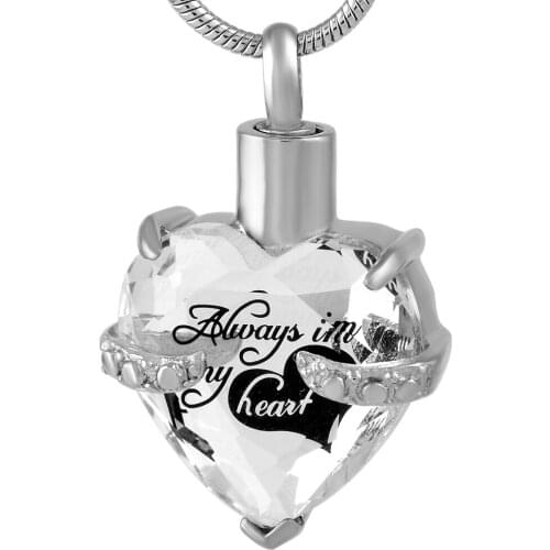Free Engravable Beautiful Stainless Steel Crystal Heart Urn Pendant Necklace Memorial Jewelry for Women Girl Hold Ashes Perfume