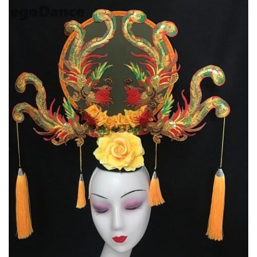 Handmade Yellow Blue Butterfly Headband Big Ladies Costume Hair Accessories Vogue Show Tea Hairband Headpieces