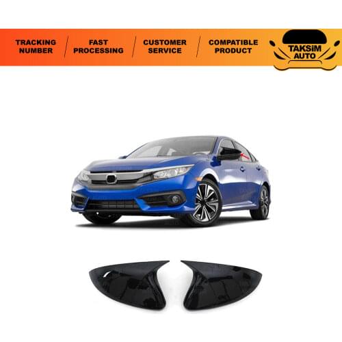 Right and Left) For Honda Civic FC5 Bat Mirror Cover Piano Black 2016 and After the Quality Product Full Harmony 1 Suit 2 Piece