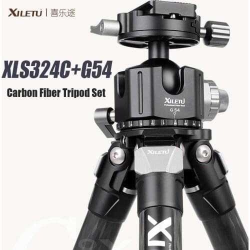 XILETU XLS324C+G54 Professional Carbon Fiber Tripod with 360 Degree Panorama Ball Head Ballhead For DSLR Camera Max Load 18kg