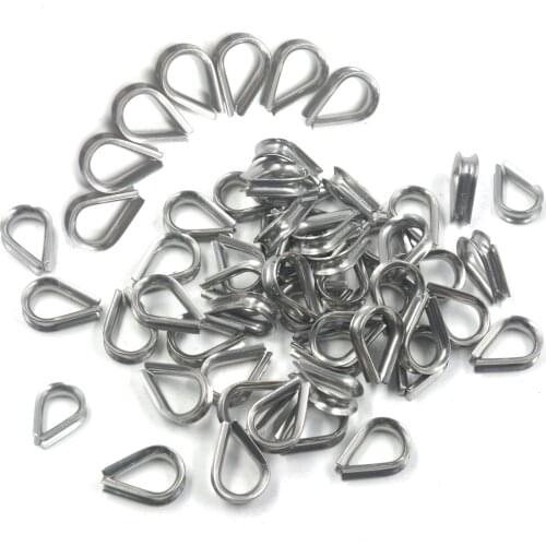 Winch Wire Loop, Silver Tone M4 304 Stainless Steel Galvanized Wire Cable Rope Thimble, a Pack of 80