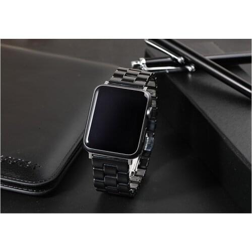Metal butterfly bukle Ceramic band for Apple Watch strap Series 6 5 44mm 40 Bracelet band for iwatch 4 3 2 1 wristband 38 42