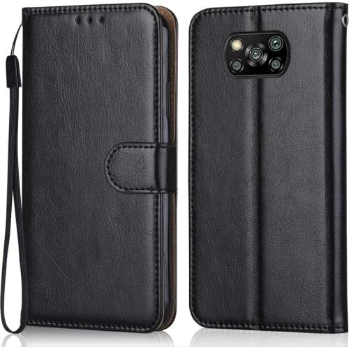 Luxury Leather Case for On Xiaomi Poco X3 Pro 6.67'' Cover Wallet Stand Flip Case for miPoco Poco X3 Pro Phone Bag with Strap