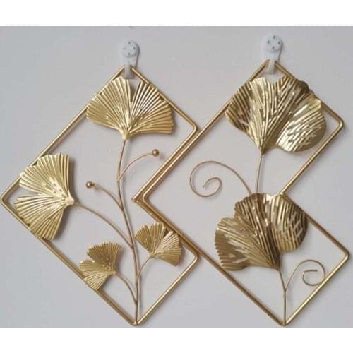 Nordic Leaf Shape Wall Decoration Wrought Iron Frame Decor Wall Hanging Ornament Living Room Background Wall Mural Home Decor