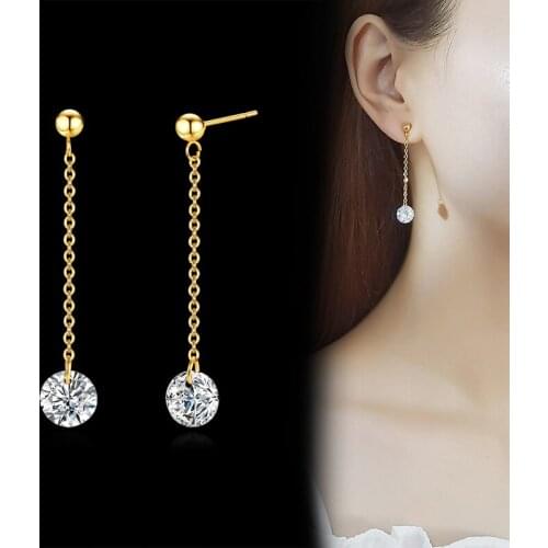 Cubic Zirconia Dangle Earring Stainless Steel Threader Drop Earrings for Women Girls Sparkling CZ Gift for Her