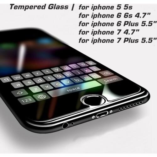 9H Tempered Glass for iPhone 4s 5 5s 5c SE 6 6s Plus 7 Plus Screen Protector Protective Guard Film Front Case Cover + Clean Kits