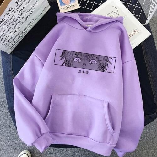 Gojo Satoru Anime Jujutsu Kaisen Oversized Hoodies Women Sweatshirt Harajuku Winter Clothing Loose Streetwear Unisex Hoody