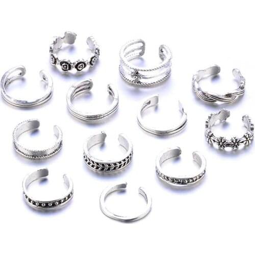 12PCs/set Celebrity Jewelry Retro Adjustable Open Toe Ring Finger Foot Description