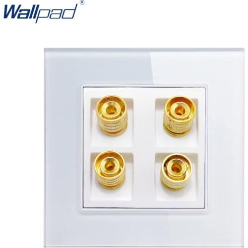 4 Pin Audio Socket Wallpad Luxury Crystal Glass Panel 110V-250V 4 pin Audio Sound Socket