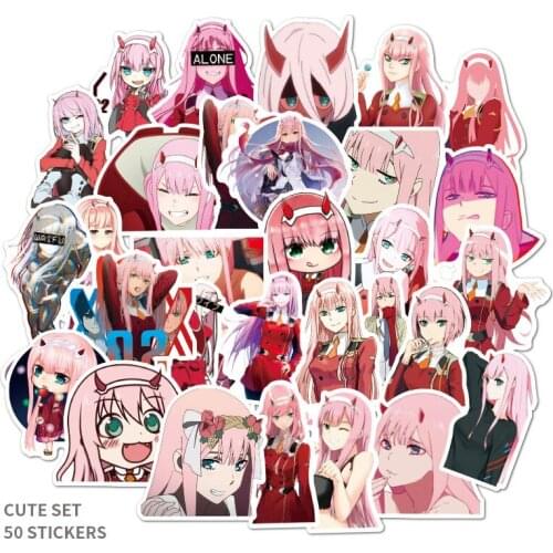 50pcs/set Anime DARLING In The FRANXX Stickers Cosplay Accessories Prop PVC Waterproof Cartoon Decal Sticker