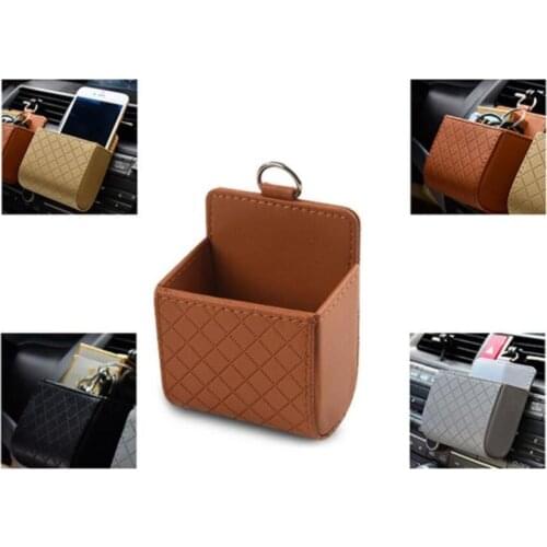 Car Vent Outlet Bag Organizer Multi-Function PU Leather Car Mobile Phone Holder Storage Box Auto Hanging Box Stowing Tidying