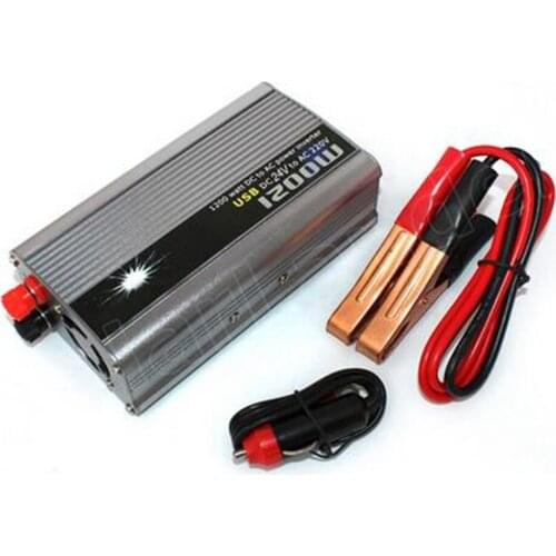 Car Auto Power supply 50HZ 24V DC to AC 220V Modified Sine Wave 1200W Inverter Converter USB Charger Adapter