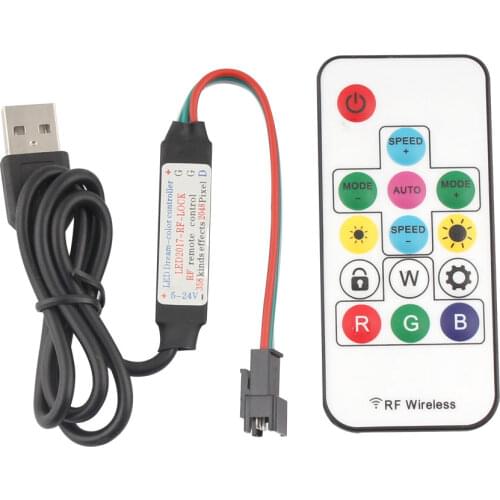 5V USB Controller WS2812 WS2812B LED Controller With Remote RF Wireless Control 3Pin USB 5V For WS2812 WS2812B LED Strip Driver