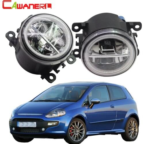 Cawanerl Car Styling 4000LM LED Lamp Fog Light + Angel Eye DRL Daytime Running Light 12V For Fiat Punto Evo 2009 2010 2011 2012