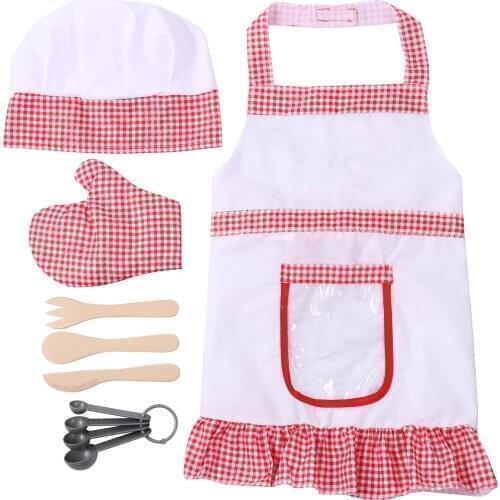 Kids Chef Cosplay Costume Set 11Pc Set Toddler Cooking and Baking Set with Apron Chef Hat Cooking Gloves for Halloween Role Play