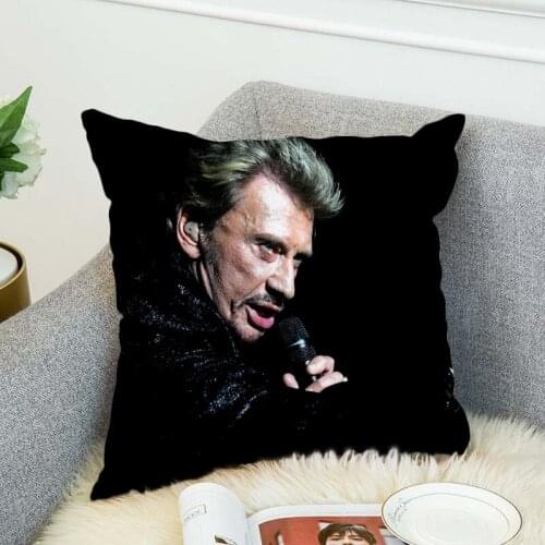 Johnny Hallyday Pillowcase Throw Cushion Polyester Pillow Cover Printing Zipper Pillowcase Bedroom Office Throw Pillow 45x45cm